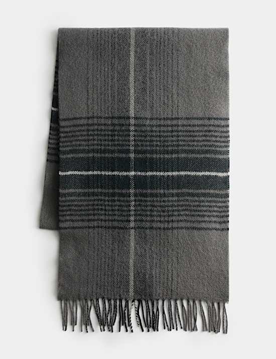 Wool Blend Checked Scarf