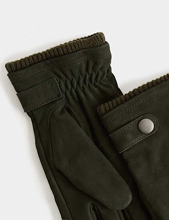 Nubuck Leather Buckle Gloves