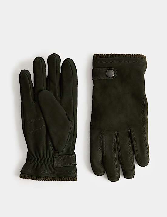 Nubuck Leather Buckle Gloves