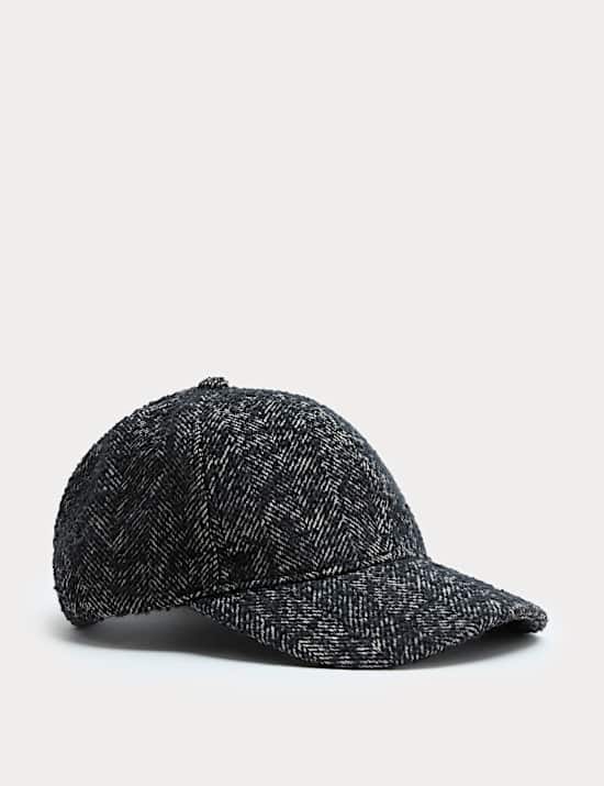 Gorra de béisbol con diseño de espiga en lana