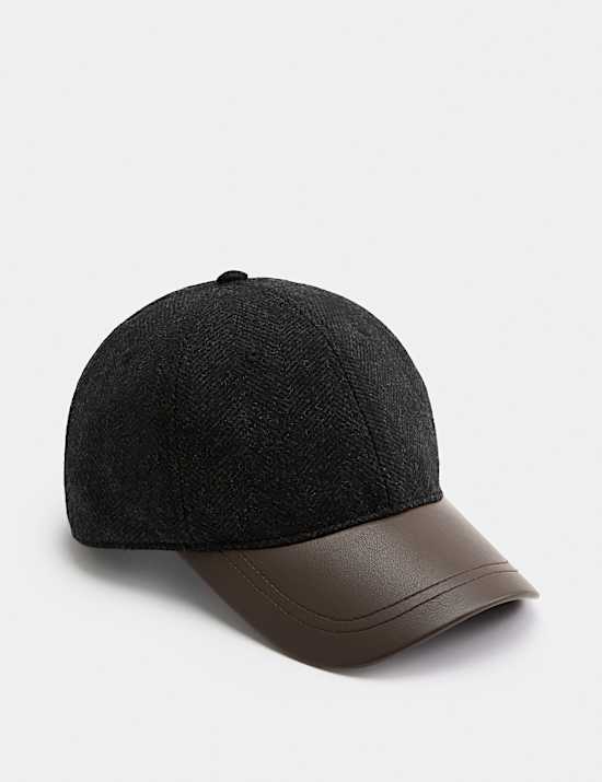 Wool Rich Herringbone Baseball Cap