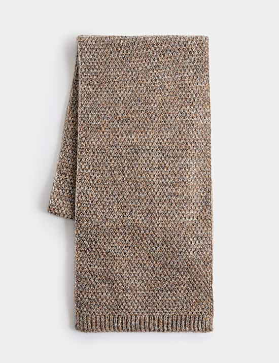 Chunky Knitted Scarf with Wool