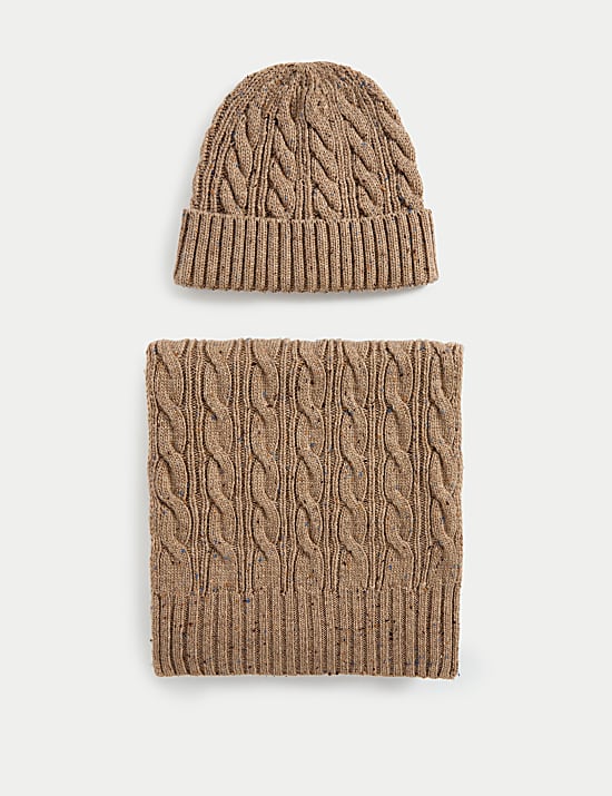 Cable Knit Hat and Scarf Set