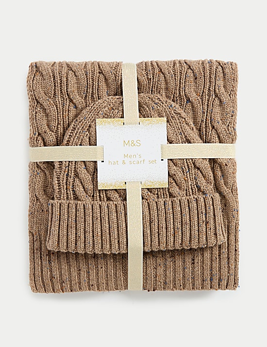 Cable Knit Hat and Scarf Set