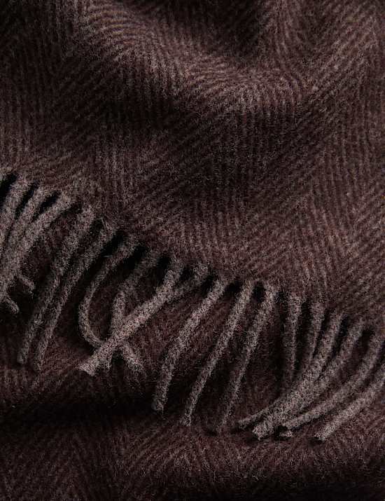 Σετ πλεκτός σκούφος και κασκόλ με μοτίβο ψαροκόκαλο από μαλλί Merino