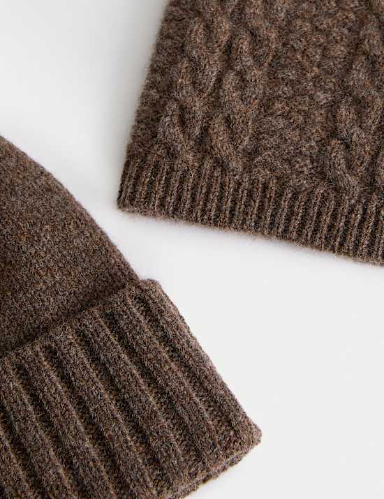 Ensemble chapeau et &eacute;charpe extra-large 100 % laine m&eacute;rinos &agrave; maille torsad&eacute;e