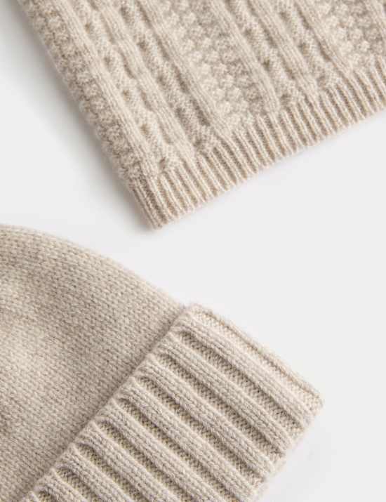 סט צעיף אוברסייז וכובע בסריגת צמות מצמר מרינו טהור