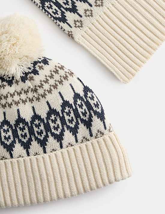 Conjunto de gorro y bufanda de punto con diseño Fair Isle