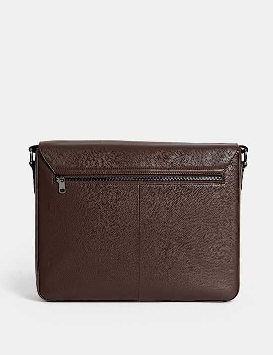 Leather Pebble Grain Messenger Bag