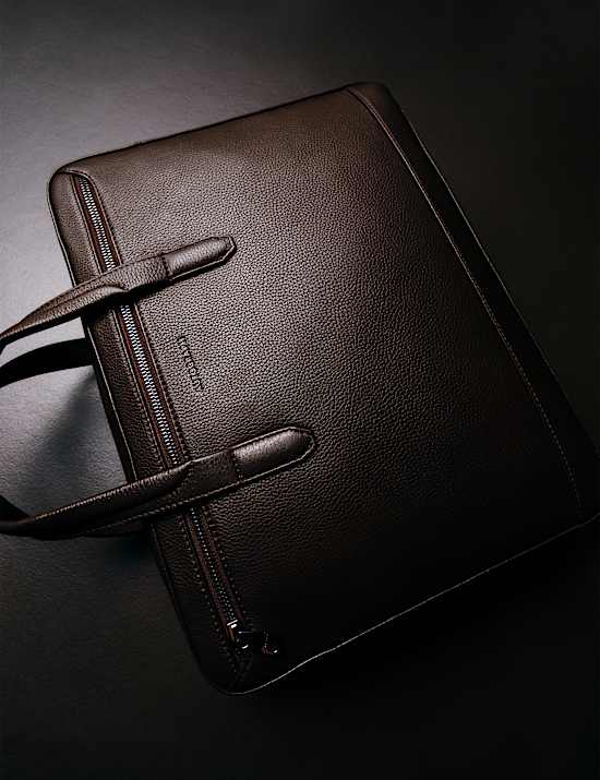 Leather Pebble Grain Laptop Bag