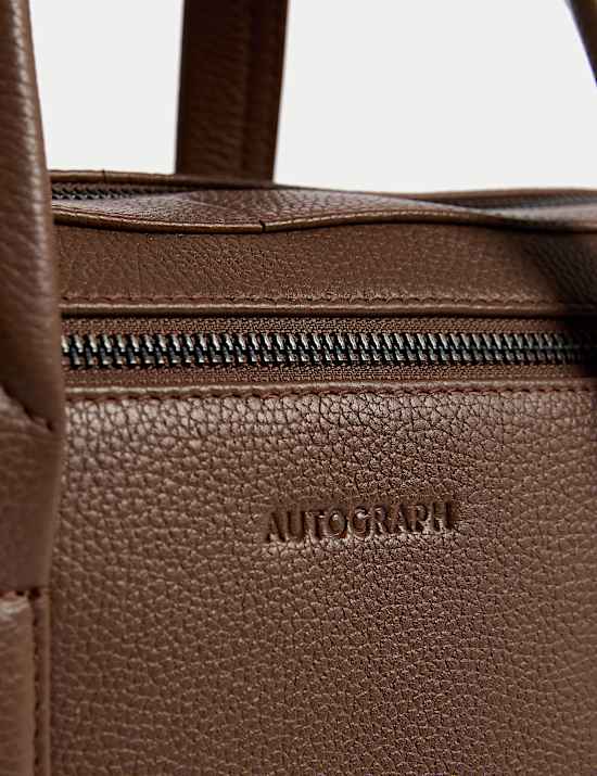 Sacoche pour ordinateur en cuir aspect gros grain