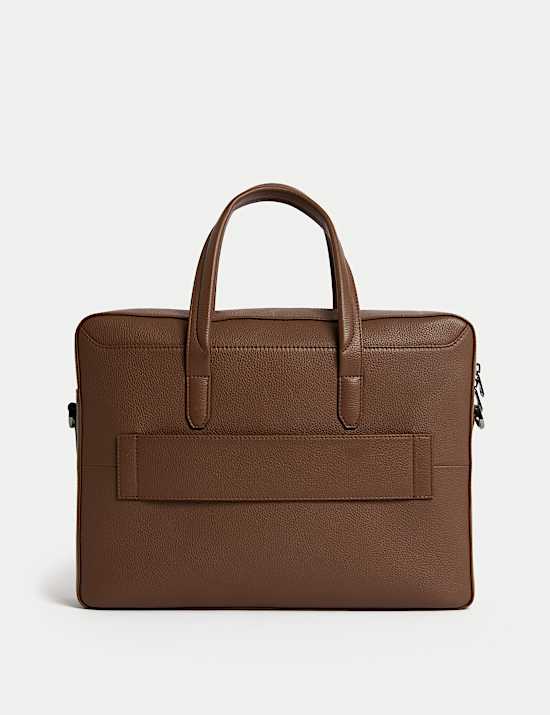 Sacoche pour ordinateur en cuir aspect gros grain