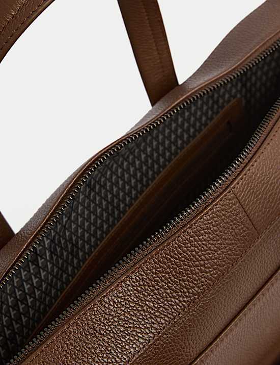 Sacoche pour ordinateur en cuir aspect gros grain