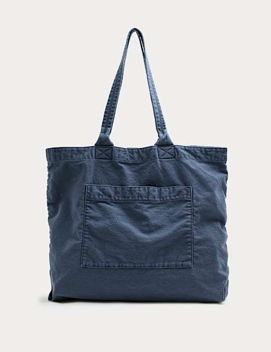 Pure Cotton Textured Twill Shopper Bag