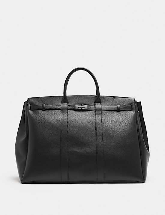 Mock Leather Buckle Weekend Bag