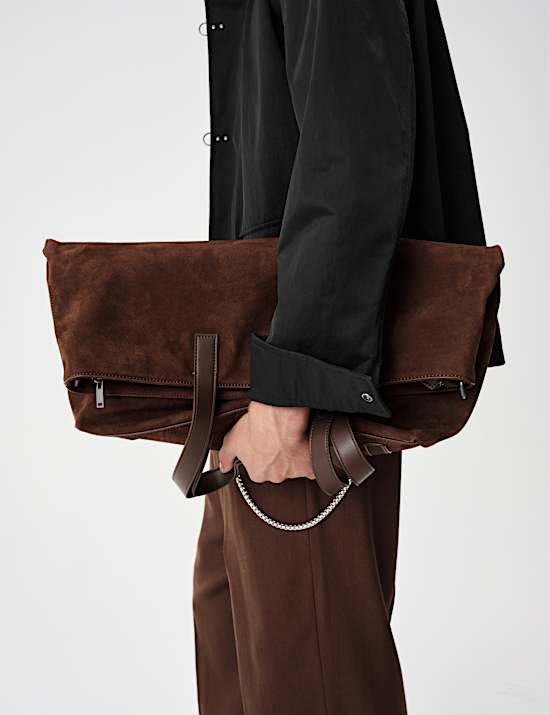 Suede Zip Around Tote Bag