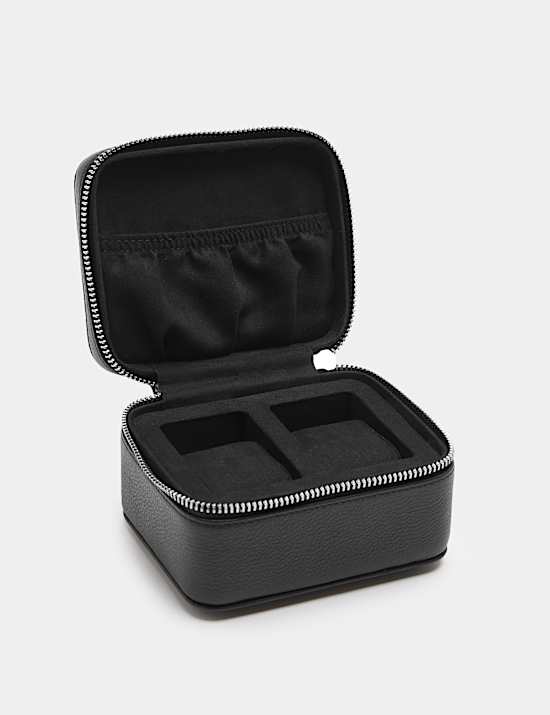 Leather Zip Double Watch Box