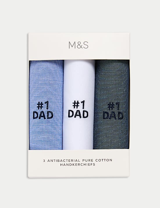 3pk Antibacterial Pure Cotton Handkerchiefs
