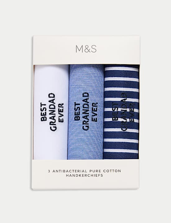 3pk Antibacterial Pure Cotton Handkerchiefs