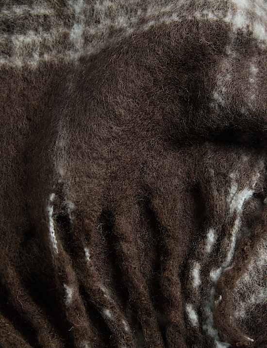 צעיף משובץ בשילוב צמר ובסגנון צ'אנקי