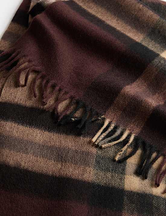 Merino Wool Checked Scarf