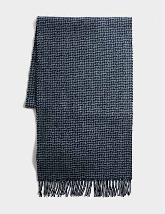 Szalik w pepitkę z wełny merino