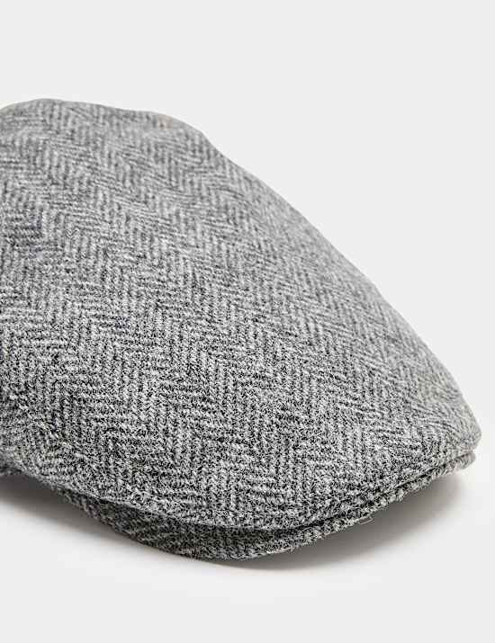 Pure Wool Herringbone Flat Cap with Stormwear&trade;