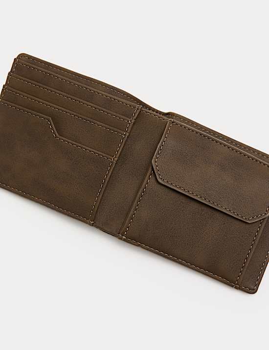 Faux Leather Textured Bi-Fold Wallet
