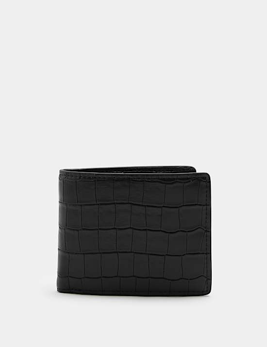 Mock Croc Leather Bi-fold Wallet