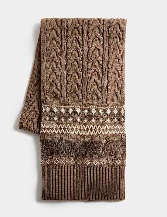 Cable Knit Fair Isle Scarf