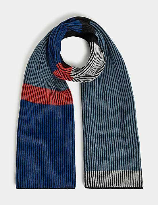 Two-Tone Colourblock Rib Knit Scarf