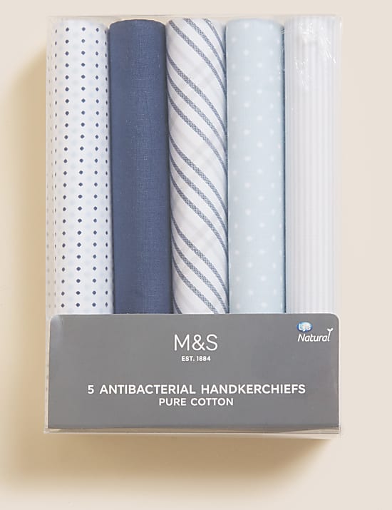 5pk Pure Cotton Handkerchiefs