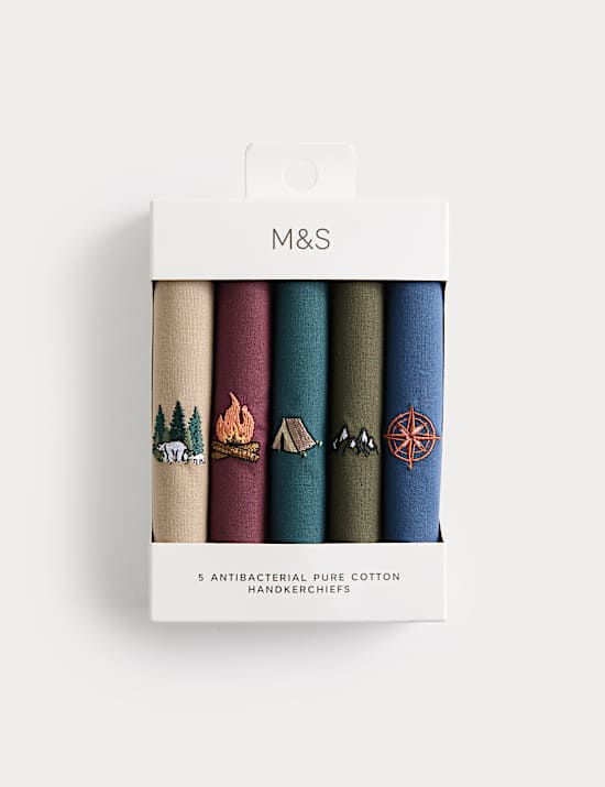 Lot de 5 mouchoirs antibactériens 100 % coton