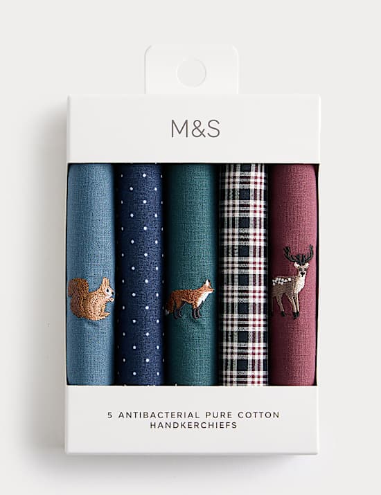 Lot de 5 mouchoirs antibactériens 100 % coton