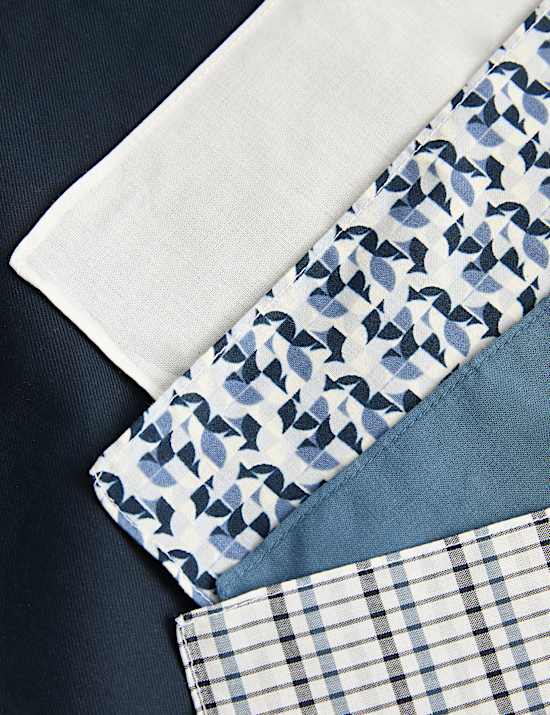 5pk Pure Cotton Antibacterial Handkerchiefs