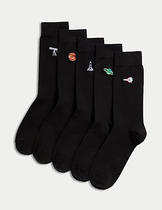 5pk Cool & Fresh&trade; Space Cotton Rich Socks