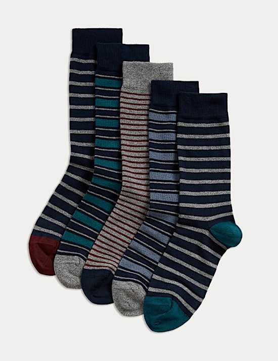 Pack de 5 pares de calcetines de algodón a rayas Cool & Fresh™