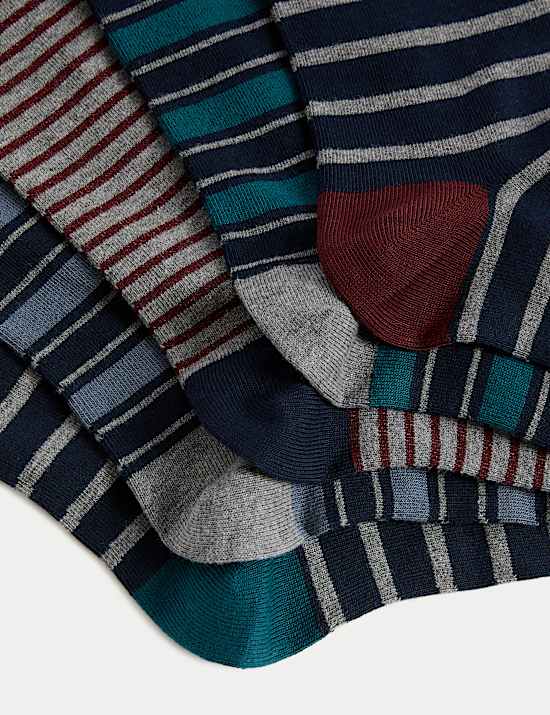 Ριγέ κάλτσες Cool & Fresh™ με υψηλή περιεκτικότητα σε βαμβάκι, σετ των 5