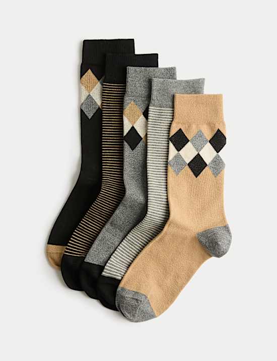 5pk Cool & Fresh™ Argyle Cotton Rich Socks