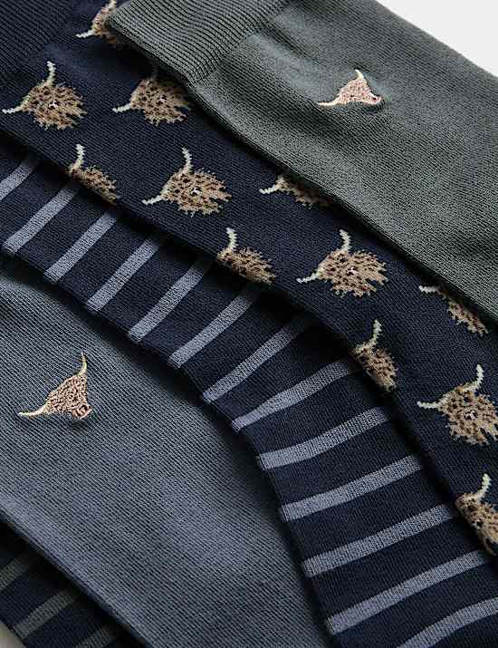 5pk Cool & Fresh™ Highland Cow Cotton Rich Socks