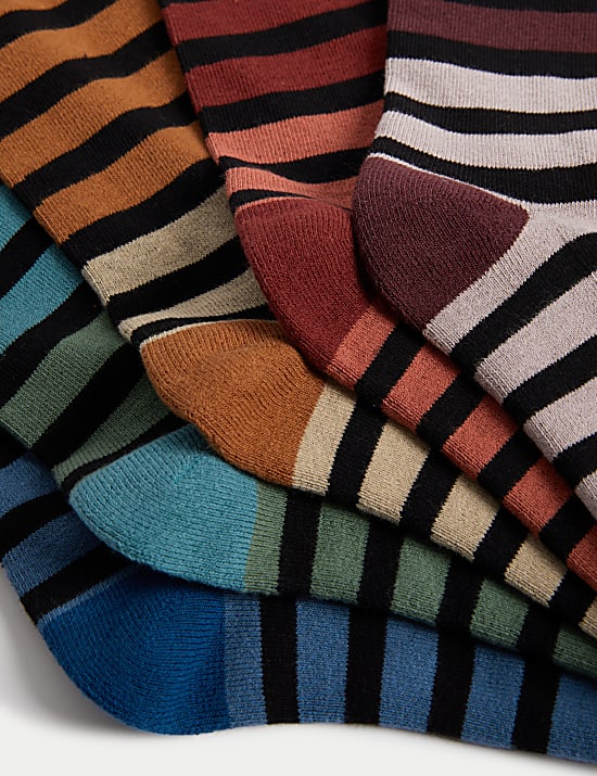 5pk Cool & Fresh™ Cotton Rich Striped Cushioned Socks