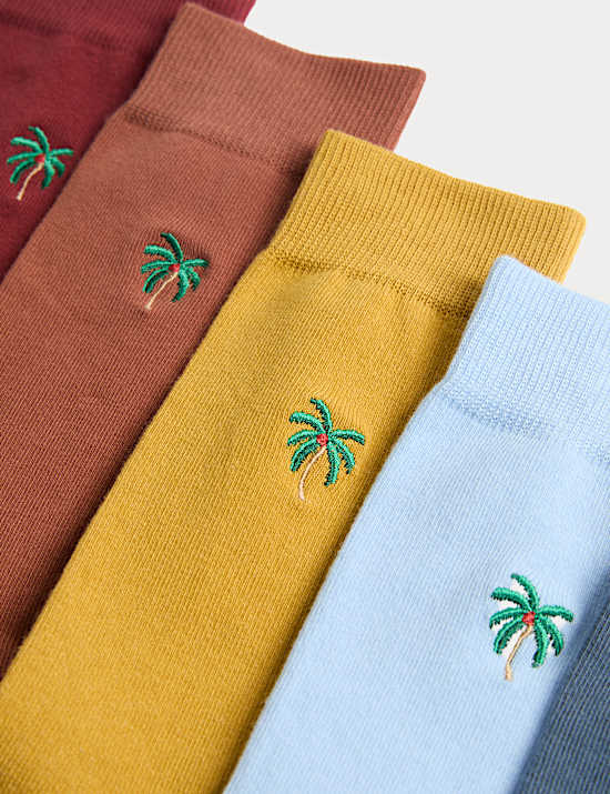 5 Pack Cool & Fresh&trade; Palm Tree Cotton Rich Socks