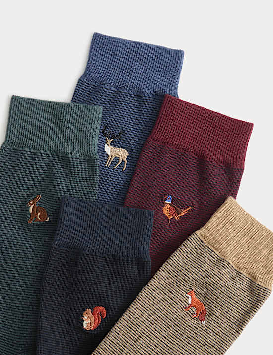 5 Pack Cool & Fresh&trade; Woodland Socks
