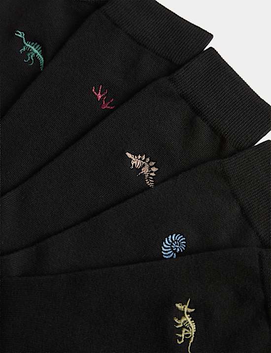 5pk Cool and Fresh Dinosaur Cotton Rich Socks