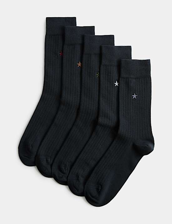Lot de 5 paires de chaussettes Cool & Fresh&trade; en coton &agrave; &eacute;toile