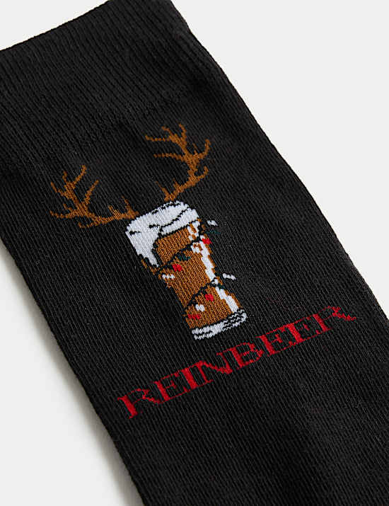 Novelty Christmas Beer Cotton-Rich Socks