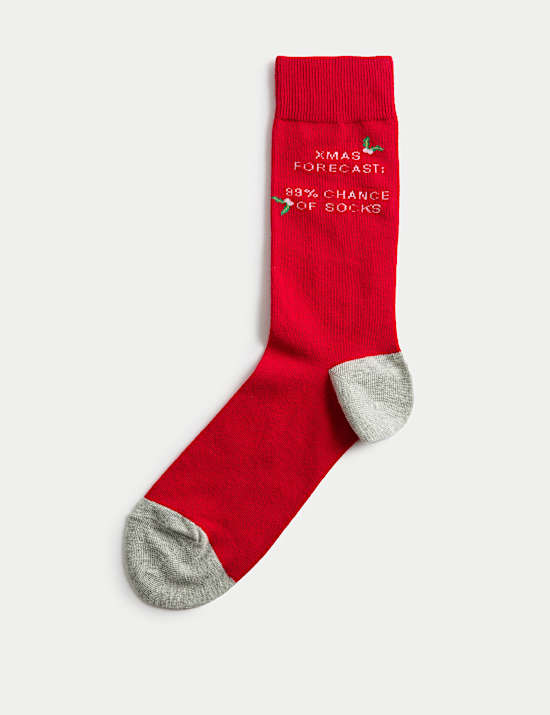 Novelty Christmas Slogan Cotton Rich Socks