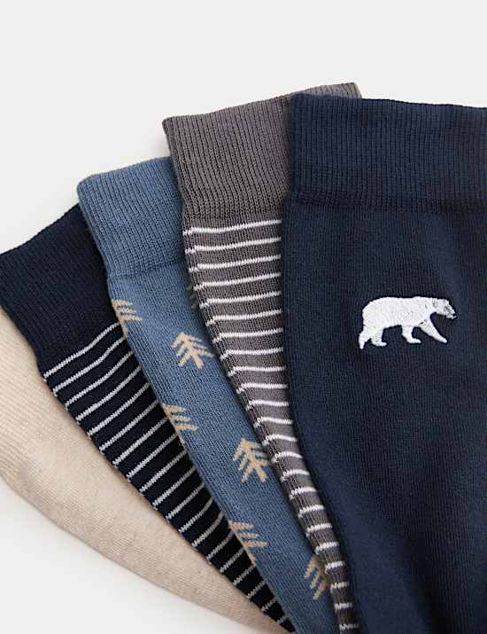 5pk Cool & Fresh™ Bear Cotton Rich Socks