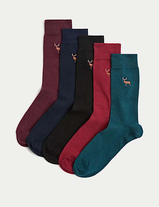 5pk Cool & Fresh™ Stag Cotton Rich Socks