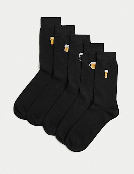5pk Cool & Fresh™ Beer Cotton Rich Socks